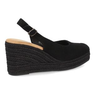 Alpargata cuña mujer talón abierto y pulsera ajustable