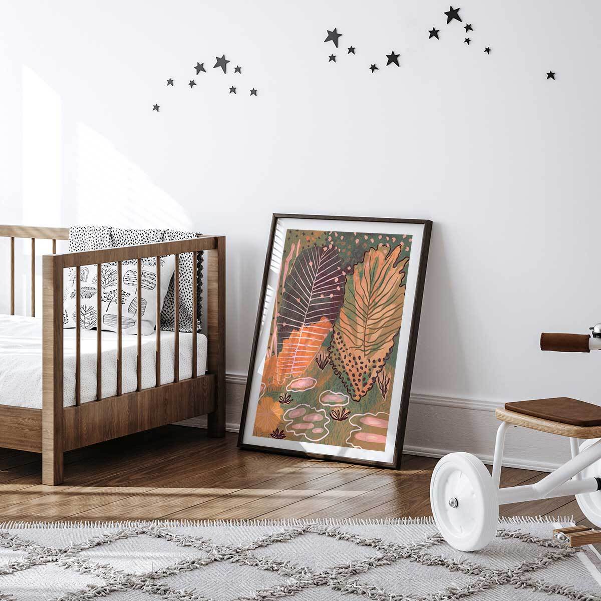 Affiche enfant forêt magique  Affiche sous cadre noir