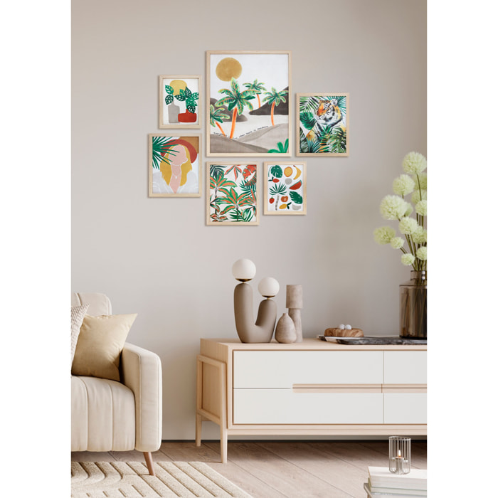 Set 6 cuadros Paradise poliéster multicolor 50x40x3-30x25x3-20x25x3 cm