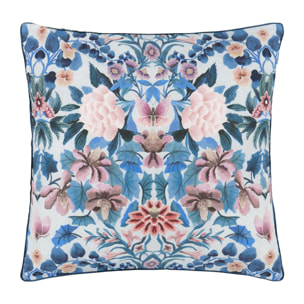 Taie d'oreiller imprimée en percale de coton, IKEBANA DAMASK, Bleu Slate Blue