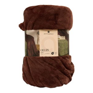 Plaid flanelle Ollis marron tonka 180x130cm