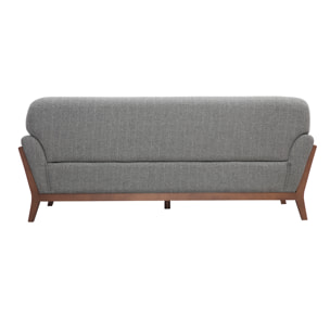 Canapé 3 places en tissu gris et bois foncé YOKO
