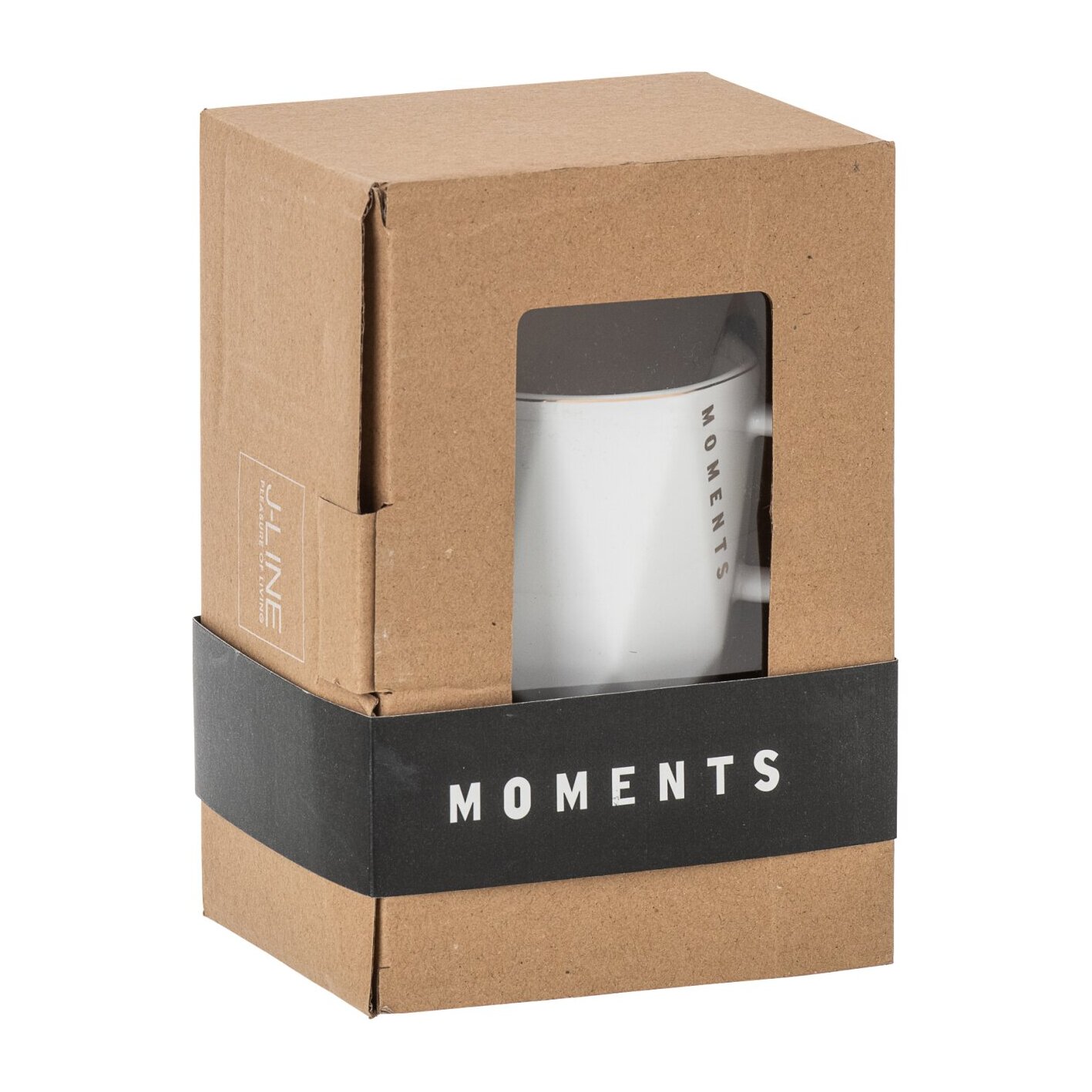 J-Line tasse + sous-tasse + cuillère Moments - céramique - blanc