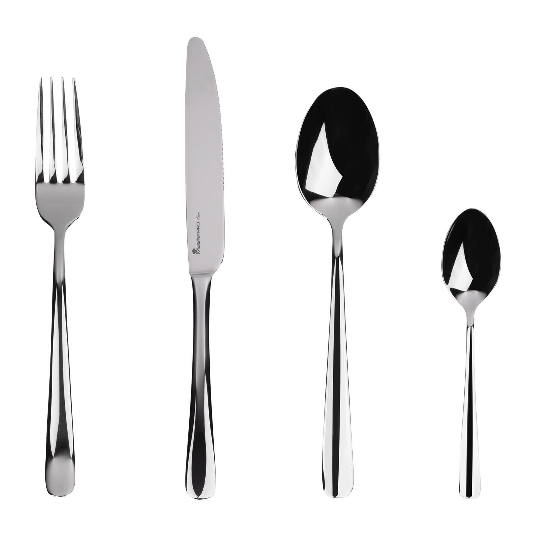 Juego de 4 cubiertos (cuchara, tenedor, cuchillo y cucharilla) en acero inoxidable masterpro