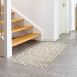 Alfombra de vinilo tejido LEBLON blanca con geometría Scandi