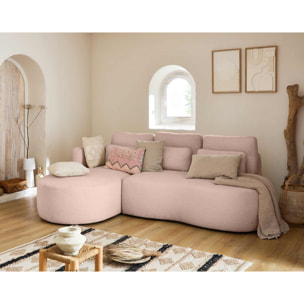 Mahina - canapé d'angle gauche - 4 places - convertible avec coffre - en tissu bouclette - Rose