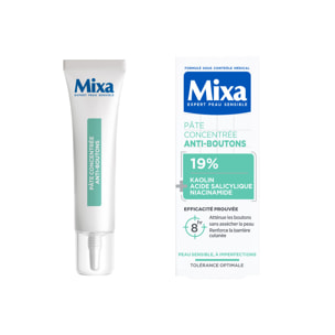 Mixa Pâte Concentrée Anti-Bouton, Pâte Anti-Boutons Ciblée à l'Acide Salicylique et à la Niacinamide- Action rapide sur tous les