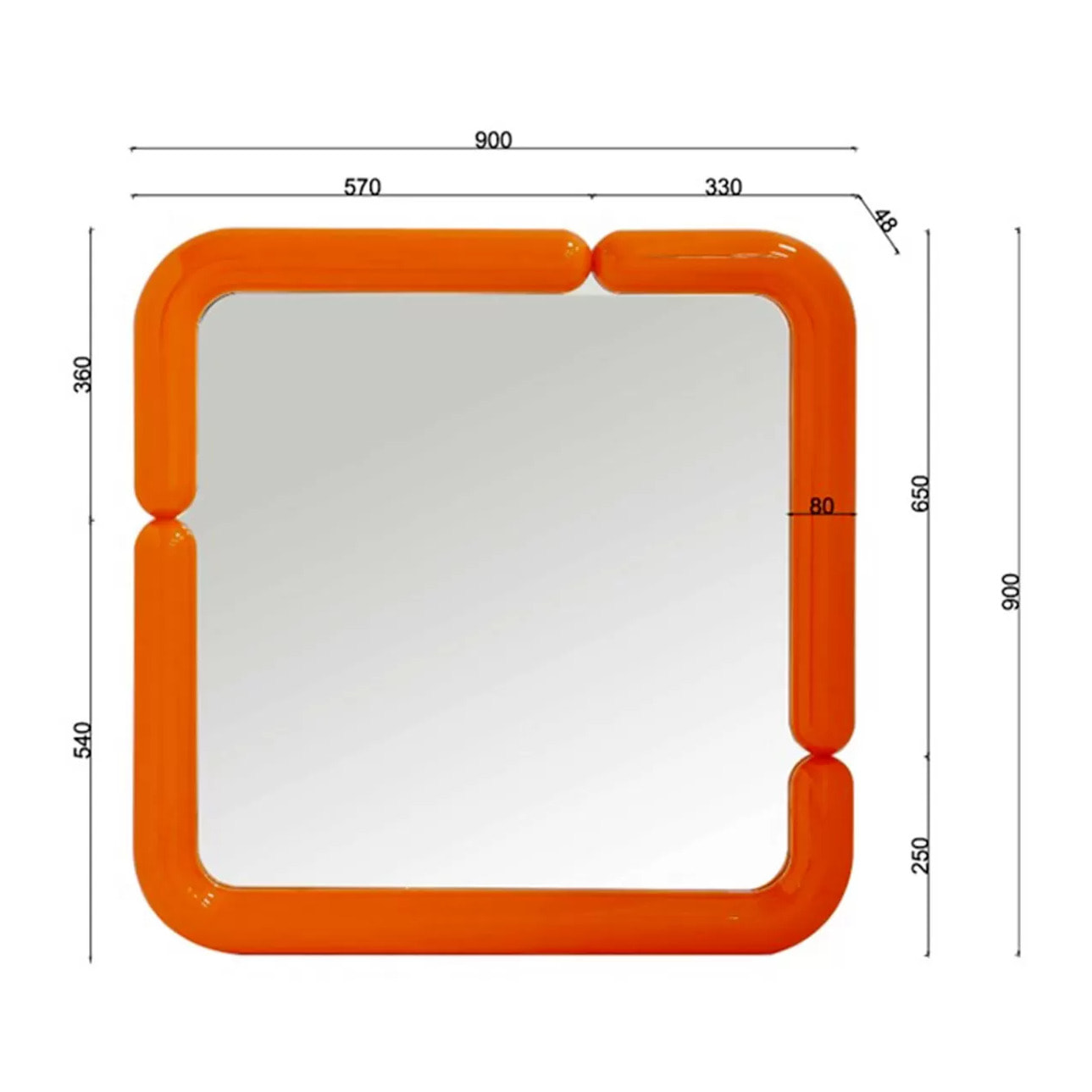 Miroir Eliano 90x90cm orange Kare Design