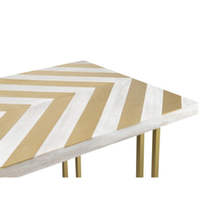 Mesa Comedor Madera-metal Blan.-dora. 180x90x77 Cm