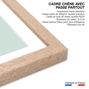 Affiche enfant pingouin Affiche + cadre en bois - Chêne