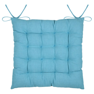 Galette de chaise polycoton matelassée ondulations - Bleu