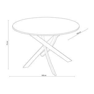 Mesa de comedor circular Zen 100 Roble salvaje - Negro