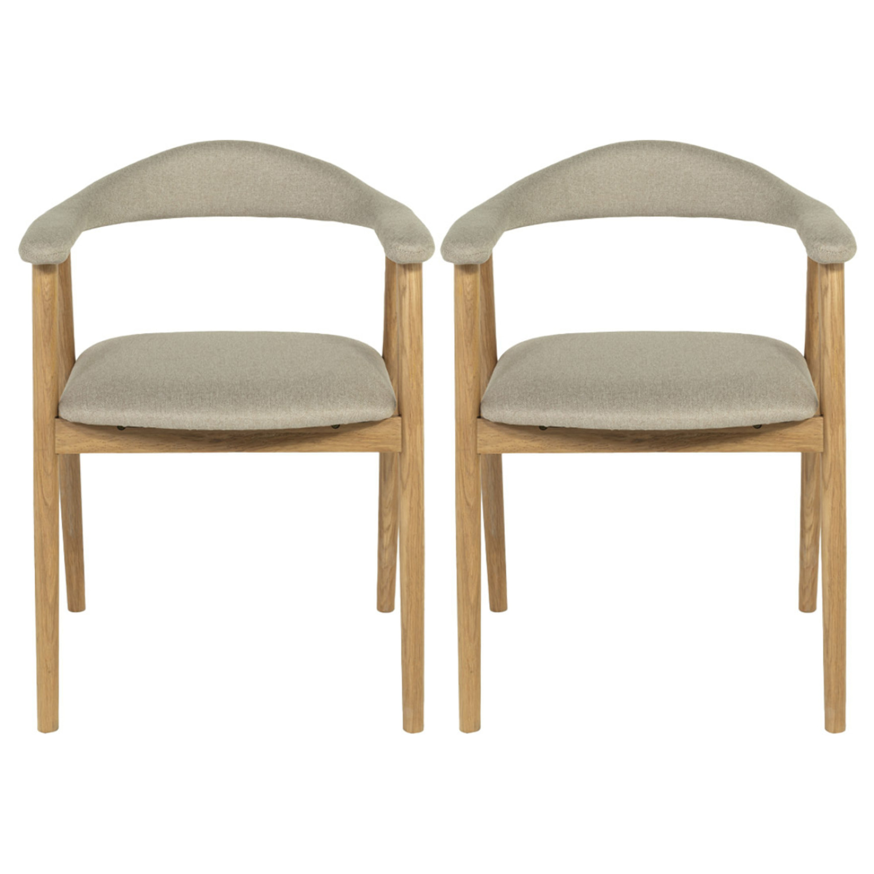 Lore - lot de 2 chaises en chêne massif et tissu - Bois / Beige