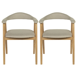 Lore - lot de 2 chaises en chêne massif et tissu - Bois / Beige