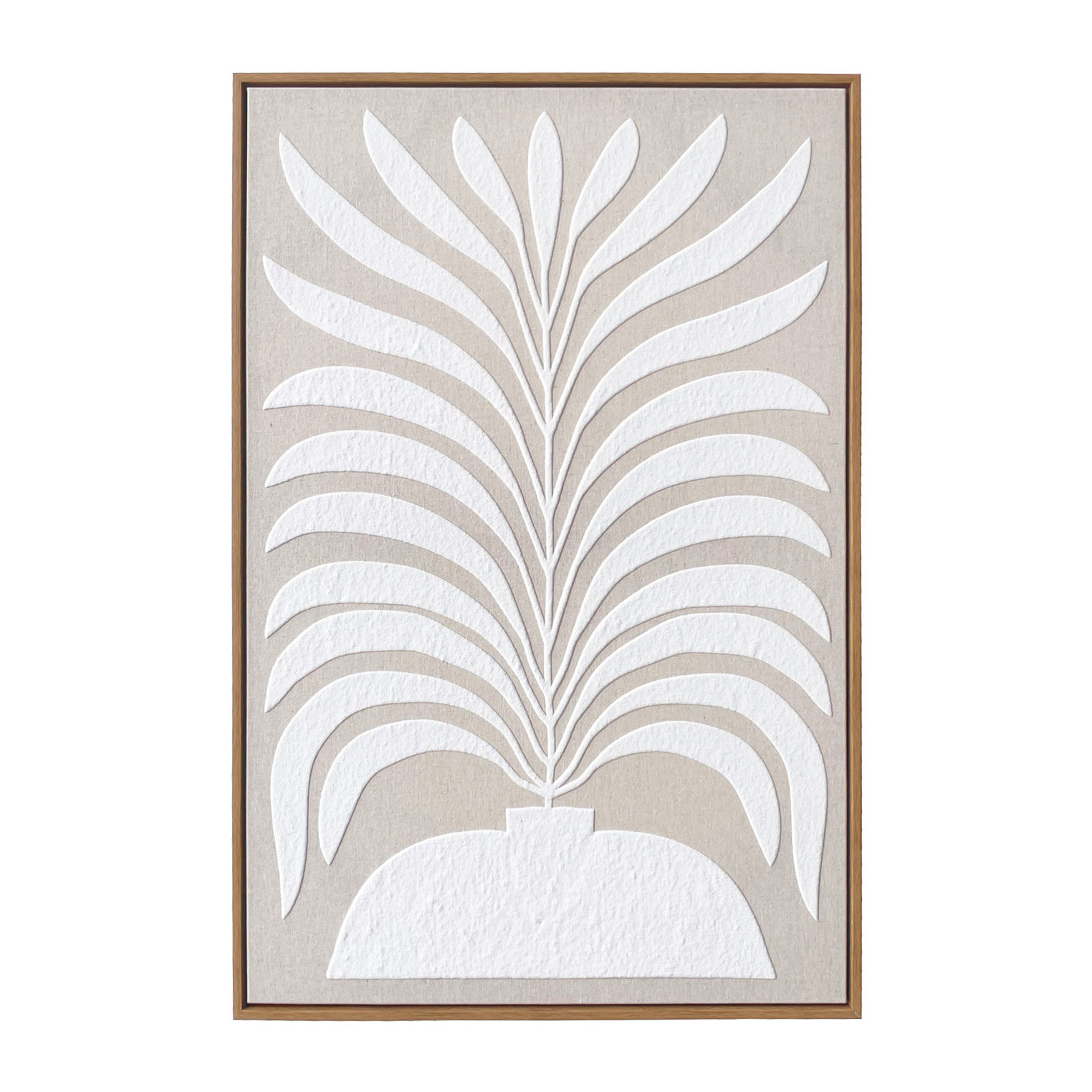Cuadro Linen lino impresión 3D beige-blanco 73x53x4 cm
