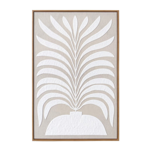 Cuadro Linen lino impresión 3D beige-blanco 73x53x4 cm