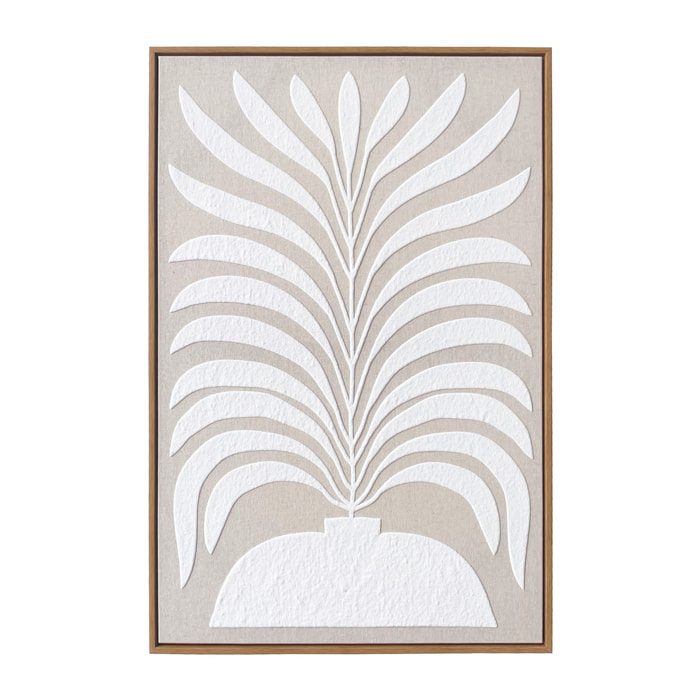 Cuadro Linen lino impresión 3D beige-blanco 73x53x4 cm