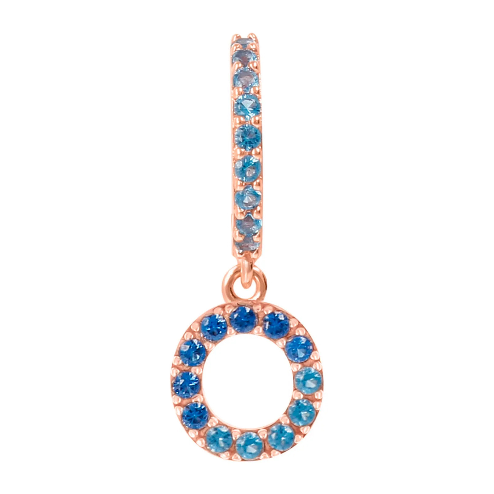 Orecchino Pendente con Lettera O in Pavé di Cubic Zirconia Rosa