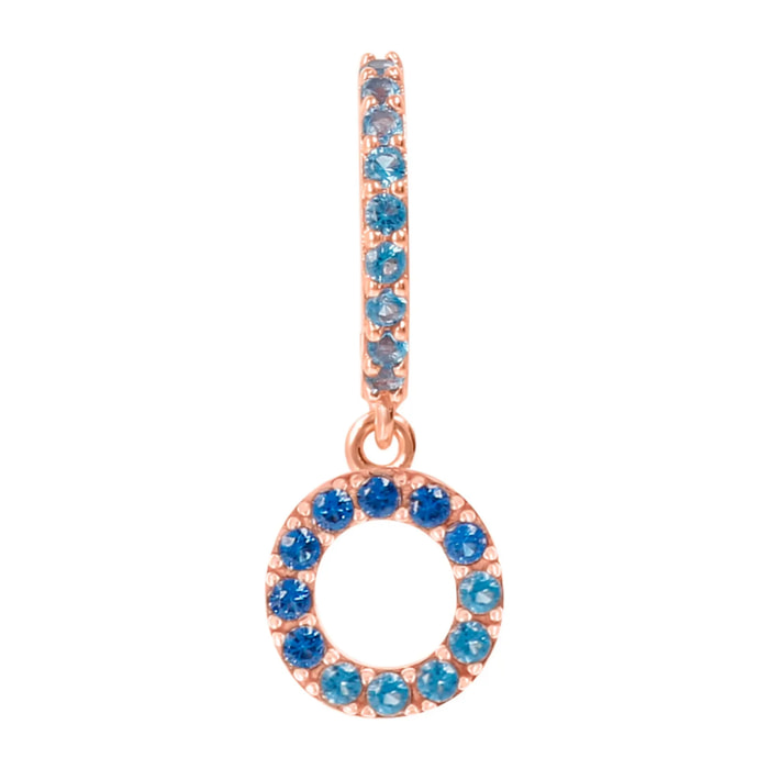 Orecchino Pendente con Lettera O in Pavé di Cubic Zirconia Rosa