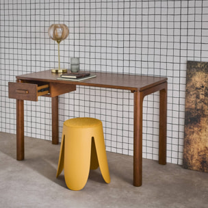Bureau bois d'hévéa placage chêne 1 tiroir noyer - L 120 x l 60 x H 75 cm - Garance