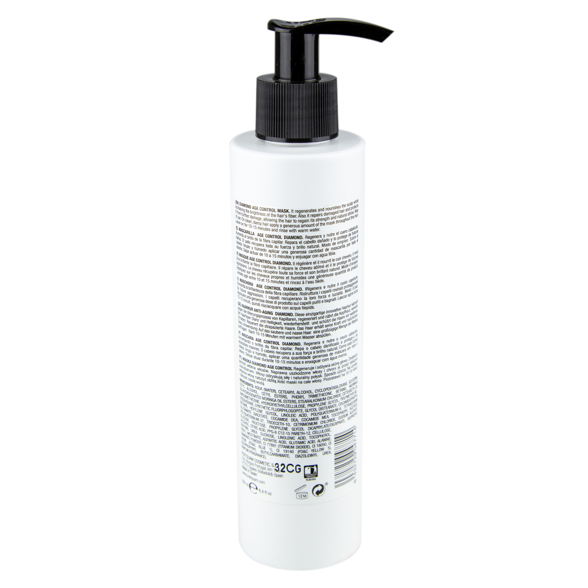 Masque capillaire anti-vieillissement diamondspour cheveux secs et abimés 200 ml.