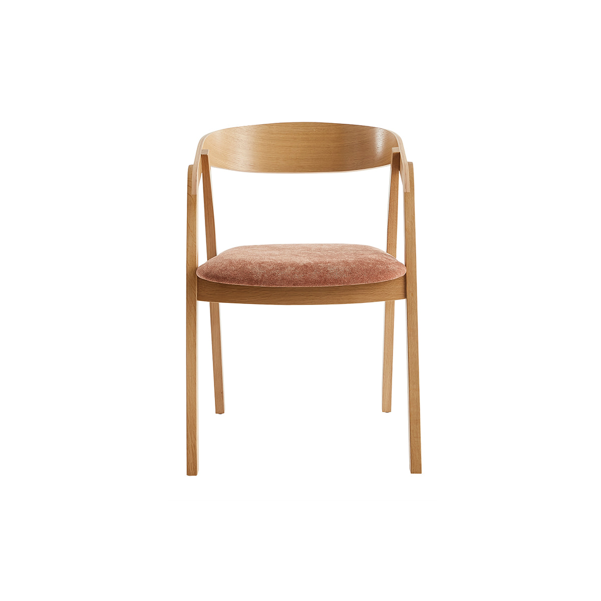 Chaises scandinaves empilables en bois clair chêne et tissu effet velours terracotta (lot de 2) LOVA