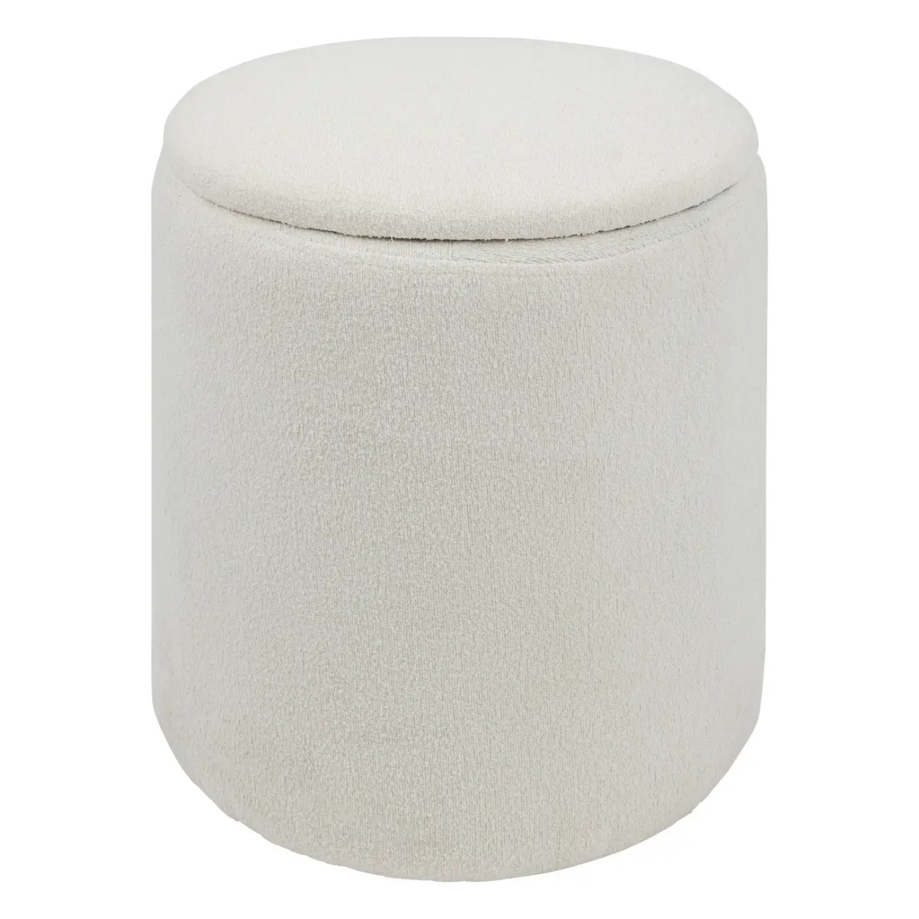 Pouf coffre bouclette Kaydi blanc D35cm