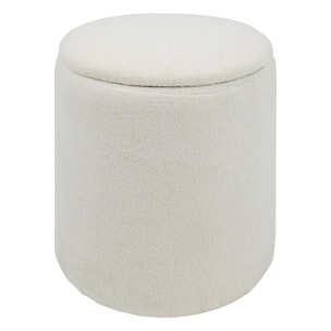 Pouf coffre bouclette Kaydi blanc D35cm