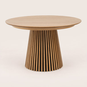 Freya - table à manger ronde extensible - effet bois - 4 à 8 personnes - Bois