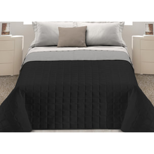 Trapuntino Primavera Estate 100gr in Tinta Unita Double Face Letto Matrimoniale Colore Nero-Grigio