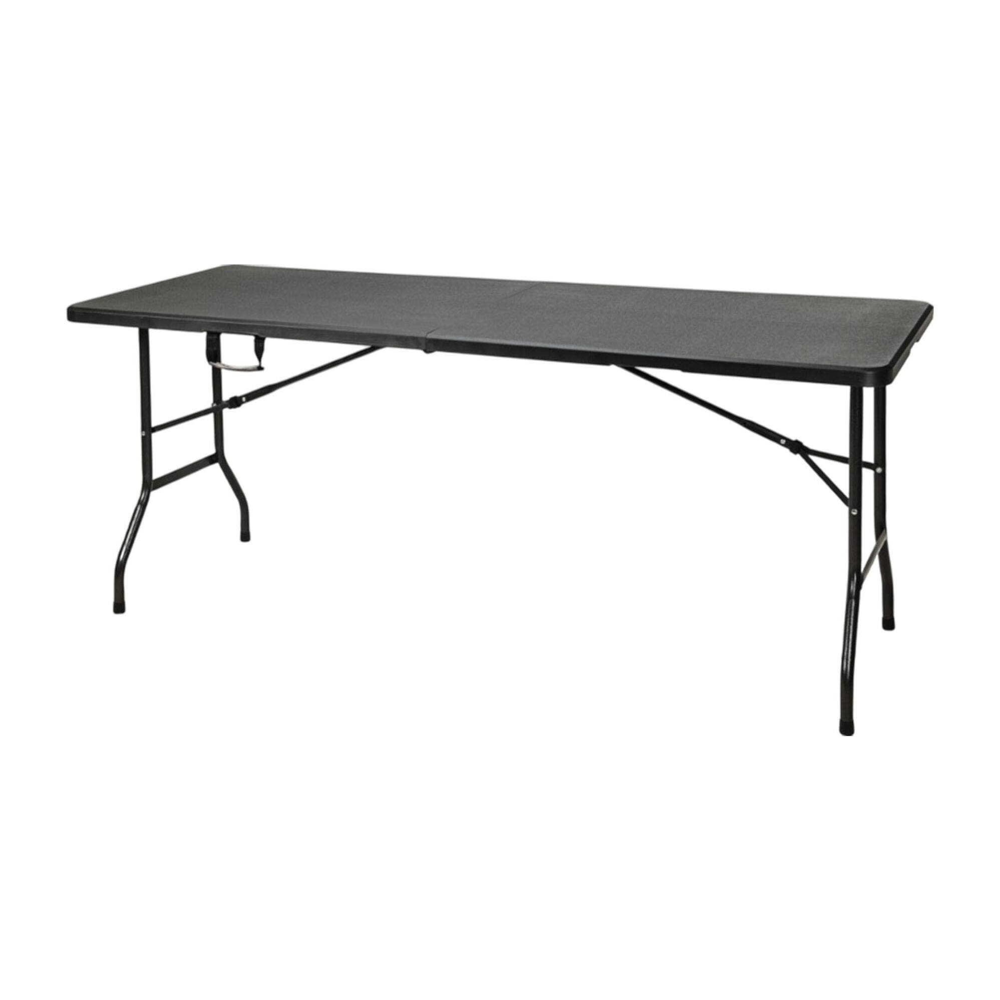 Mesa plegable negra con mecanismo de bloqueo automático 180x70x74cm