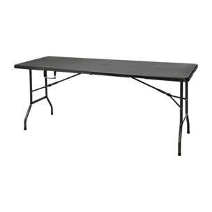 Mesa plegable negra con mecanismo de bloqueo automático 180x70x74cm