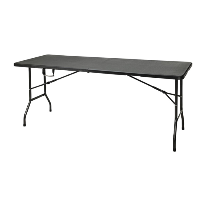 Mesa plegable negra con mecanismo de bloqueo automático 180x70x74cm
