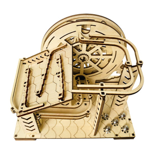 Modello in Legno 3D, con movimento meccanico design di Sfera orbitale meccanica con manovella. 98 pezzi.