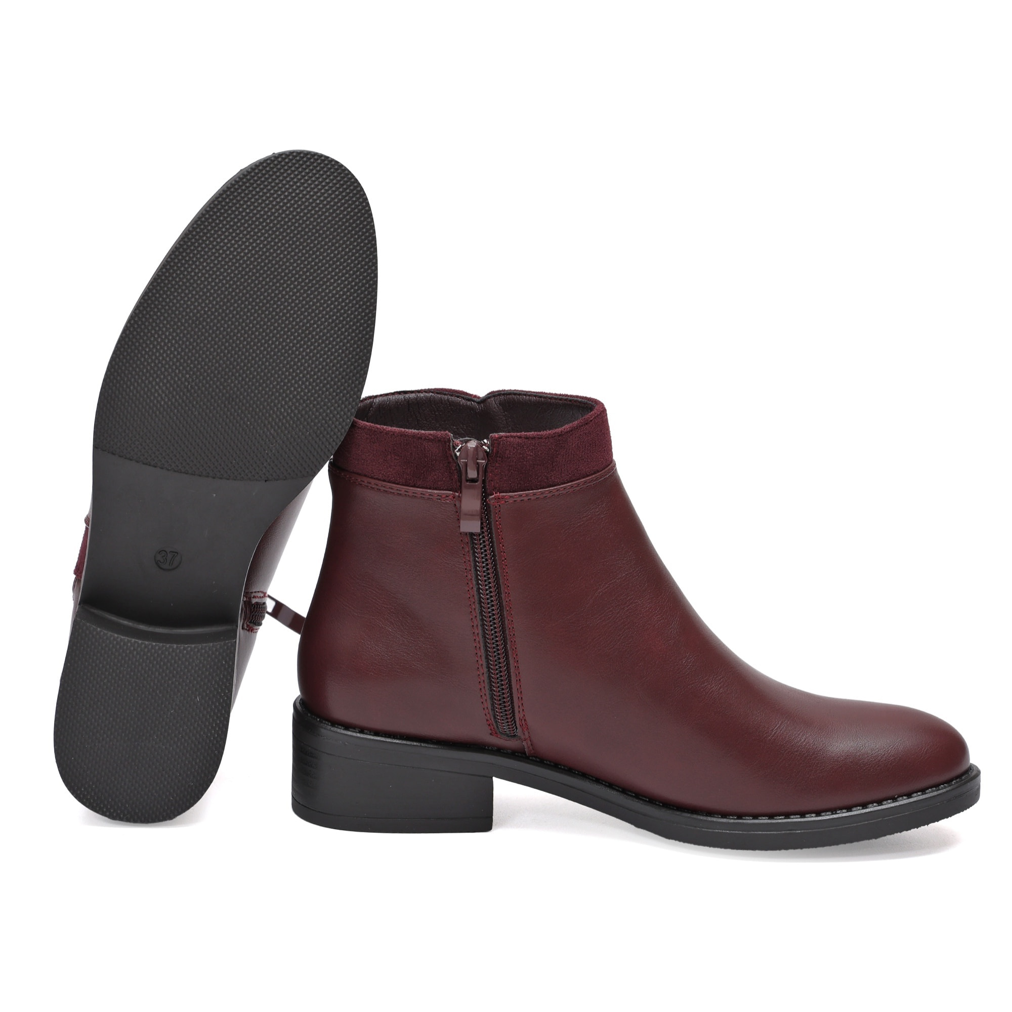 Stivaletti in simil pelle con lampo dorata