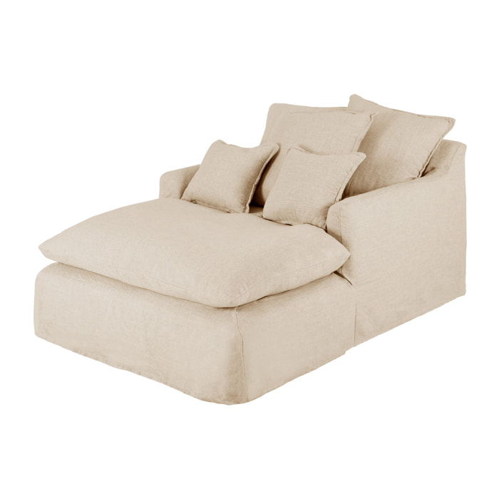 Sillón de algodón y lino color beige de 115x170cm Alto: 73 Largo: 170 Ancho: 115