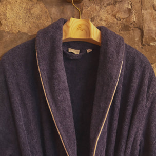 Scalpers albornoz liso con ribete y detalle bordado azul marino talla l-xl