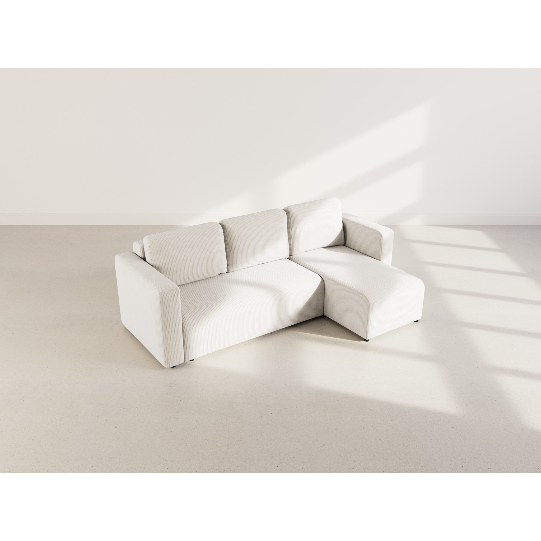 Canopy - canapé d'angle réversible 4 places convertible avec coffre en velours côtelé - Beige