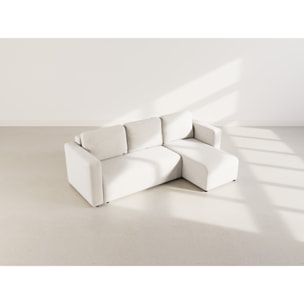 Canopy - canapé d'angle réversible 4 places convertible avec coffre en velours côtelé - Beige