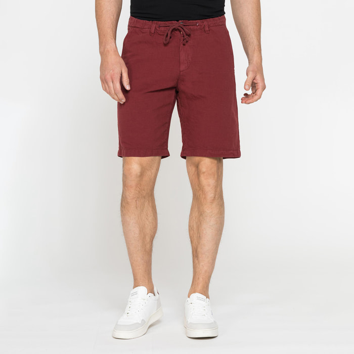 BERMUDA CHINO IN TESSUTO LINO E COTONE CON COULISSE