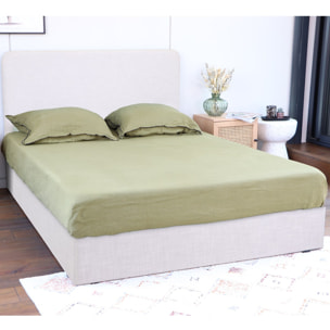 Lit Enzo 140x190 en tissu gris clair + Matelas à mémoire de forme Memo HR 22cm