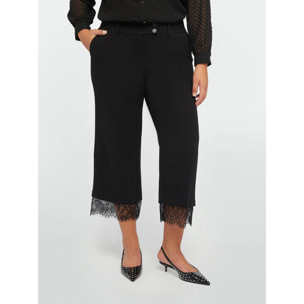 Fiorella Rubino - Pantaloni cropped con pizzo al fondo - Nero