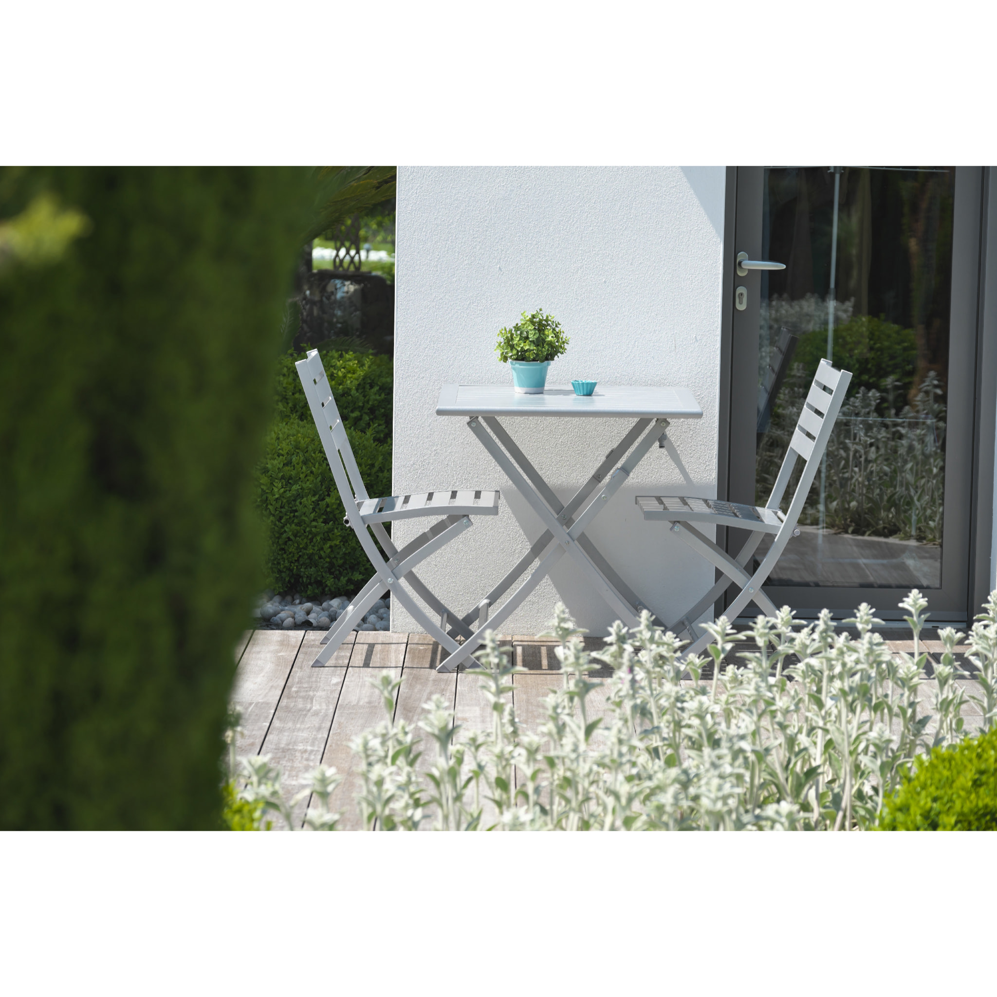 MARIUS - Ensemble repas de jardin 2 places en aluminium