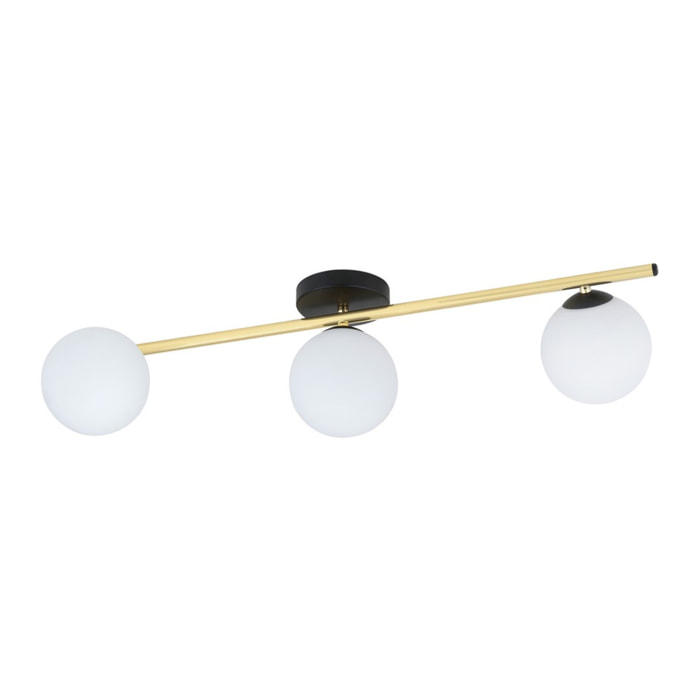 Lampada a sospensione SPLENDI in acciaio nero e oro con diffusori in vetro