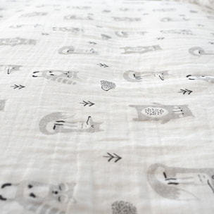 Parure Housse De Couette 2pcs 100%gaze De Coton 57fils Foret