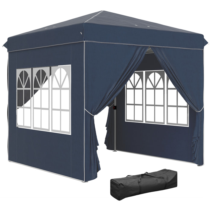 Carpa Plegable Pop-up Gazebo 2,5x2,5 m Cenador Plegable con 4 Paredes Laterales Anti-UV Altura Ajustable y Bolsa de Transporte para Camping Fiestas