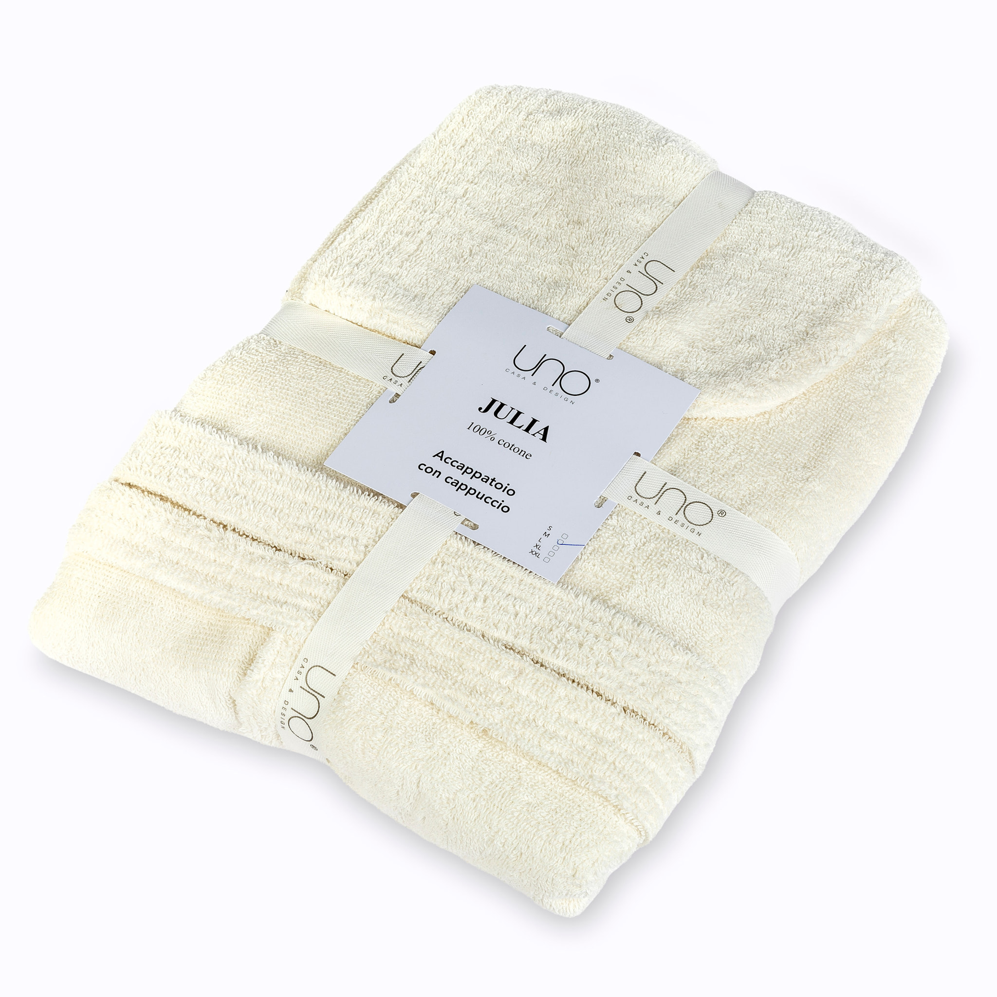UNO CASA DESIGN Accappatoio con Cappuccio Julia in Spugna di Puro Cotone 400 gr