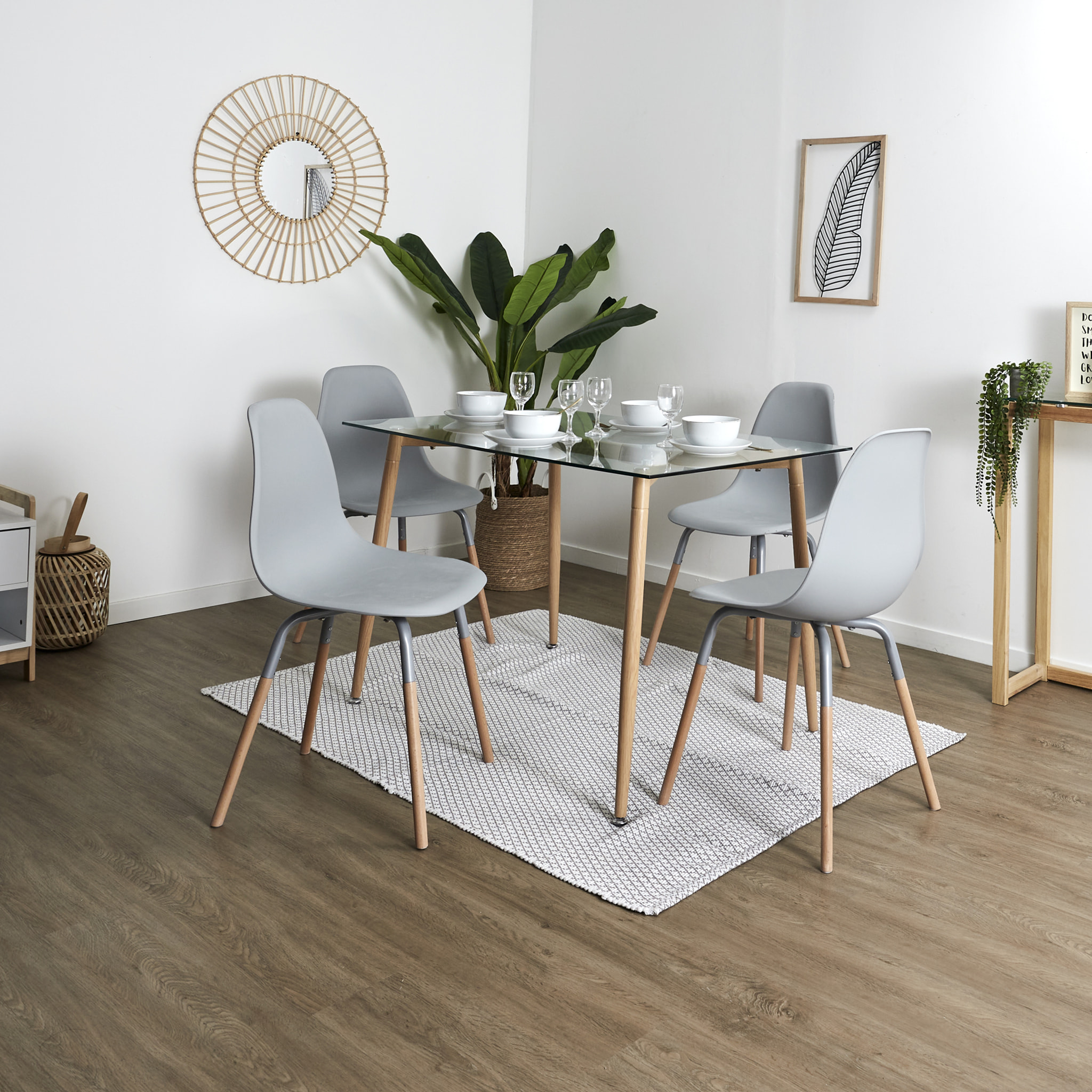 Chaise Scandinave Phenix Gris - Lot De 4