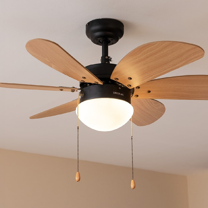 Cecotec Ventilatore da soffitto con luce EnergySilence Aero 360 Black&Wood