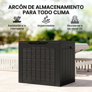 Outsunny Baúl de Almacenaje Exterior 97L Arcón de Jardín Exterior Pequeño de Plástico Impermeable con 2 Asas Integradas y Soporte para Candado 56x41x50 cm Negro